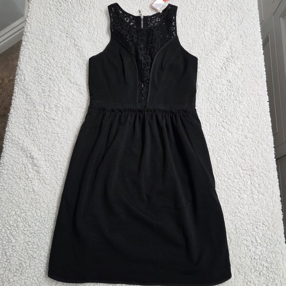 NWT Esley Black Lace Detail Mini Dress‎ Party Cute Little Black Dress Small